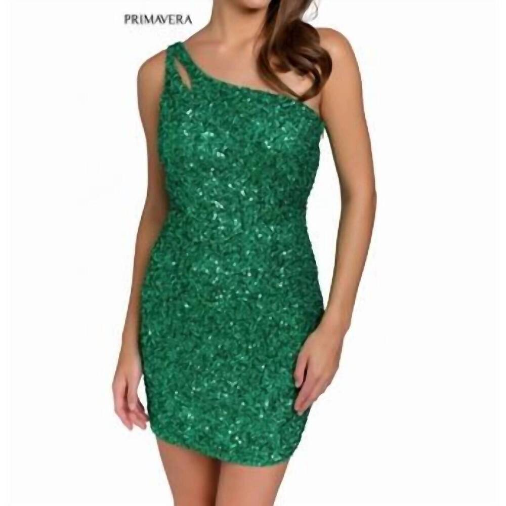 NEW PRIMAVERA women's short dress in emerald